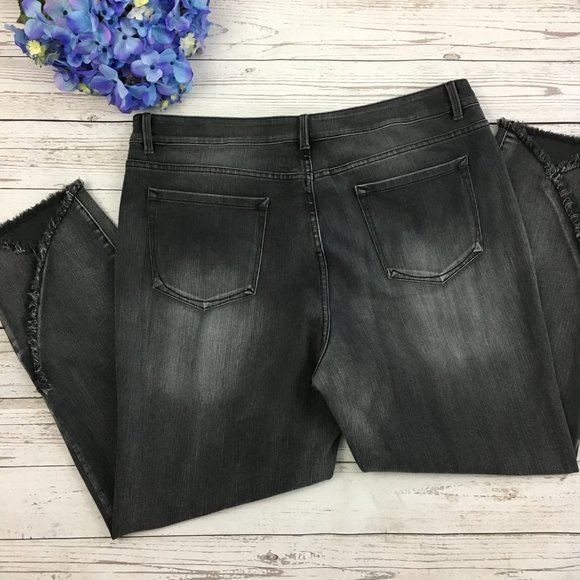 Soft Surroundings Ankle Detail Slim Jeans Raw Edge - Picture 4 of 7